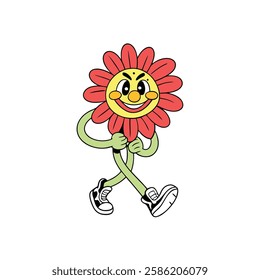 Cartoon Flower Character with Sneakers and Playful Expression