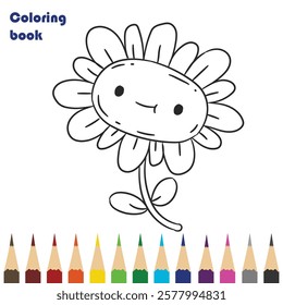 cartoon flower coloring book design illustration 