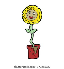 flor de dibujos animados con cara
