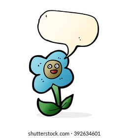 cartoon flower with face with speech bubble