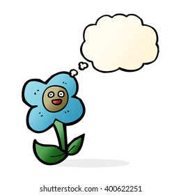 cartoon flower with face with thought bubble
