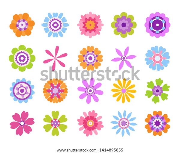 Cartoon Flower Icons Summer Cute Girly Stock Vector (Royalty Free ...