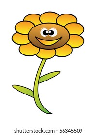 cartoon flower isolated on white background