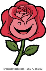 A cartoon flower picture of a smiling on white background.