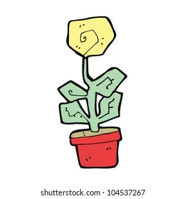 flor de dibujos animados en una olla