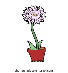 flor de dibujos animados en una olla