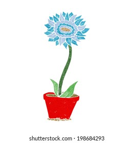 flor de dibujos animados en una olla
