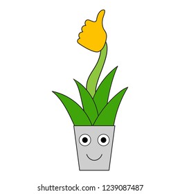 Cartoon flower. Smile. Vector.