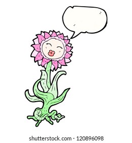 cartoon flower with speech bubble