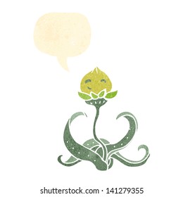 cartoon flower with speech bubble