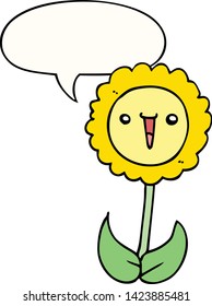 cartoon flower with speech bubble