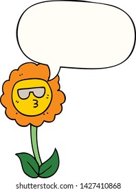 cartoon flower with speech bubble