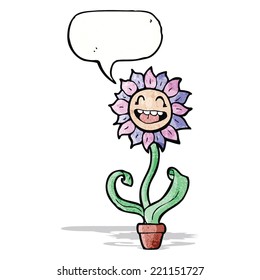 flor de caricatura con burbuja de habla