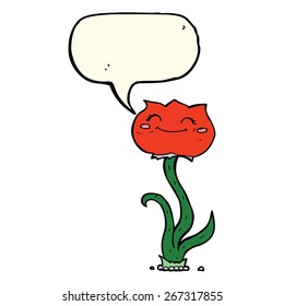 flor de caricatura con burbuja de habla