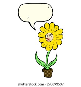 cartoon flower with speech bubble