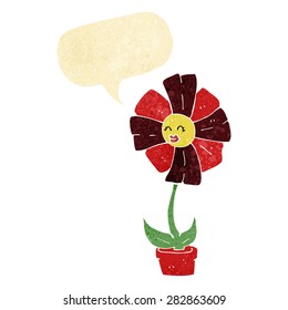 cartoon flower with speech bubble