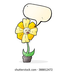 cartoon flower with speech bubble