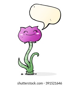 flor de caricatura con burbuja de habla