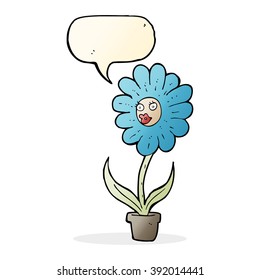 flor de caricatura con burbuja de habla
