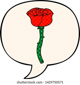 cartoon flower with speech bubble in comic book style