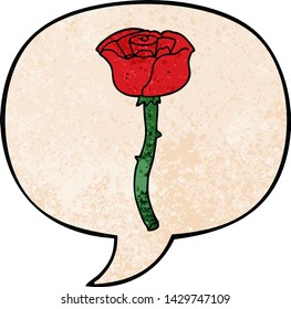 Cartoonblume mit Sprachblase im Retro-Stil