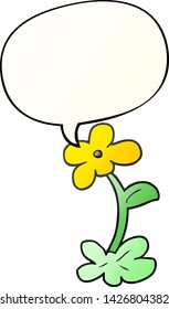 cartoon flower with speech bubble in smooth gradient style