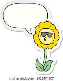 cartoon flower with speech bubble sticker