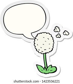 cartoon flower with speech bubble sticker