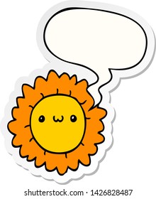 cartoon flower with speech bubble sticker