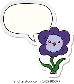 cartoon flower with speech bubble sticker