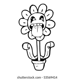 cartoon flower sticking out tongue