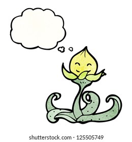 cartoon flower with thought bubble
