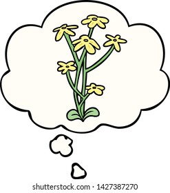 cartoon flower with thought bubble