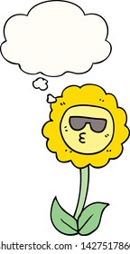 cartoon flower with thought bubble