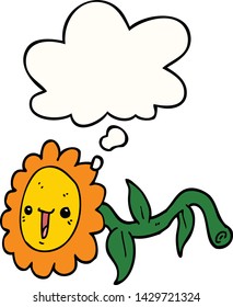 Cartoonblume mit Denkblase