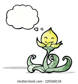 cartoon flower with thought bubble