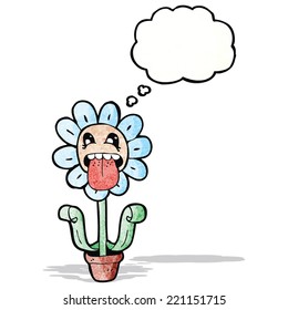 cartoon flower with thought bubble