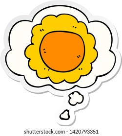 flor de dibujos animados con burbuja de pensamiento como pegatina impresa