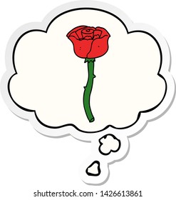 cartoon flower with thought bubble as a printed sticker