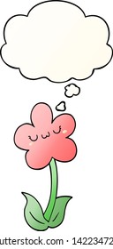 cartoon flower with thought bubble in smooth gradient style