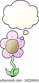 cartoon flower with thought bubble in smooth gradient style