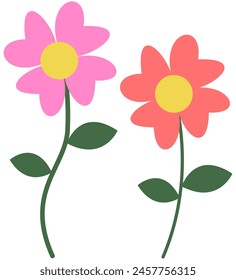Cartoon flower vector illustration isolated on white background.