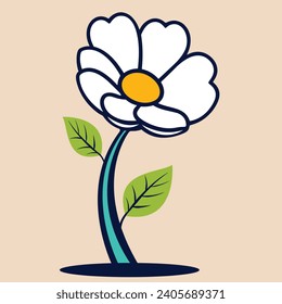 Flor de dibujos animados imagen vectorial linda flor vista aislada ilustración vectorial
