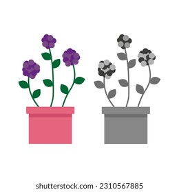 Cartoon flowerpot in modern style on white background.