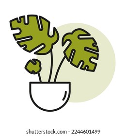 Cartoon flowerpot spot. Spring decoration. Plant floral design. Vector illustration. Stock image.