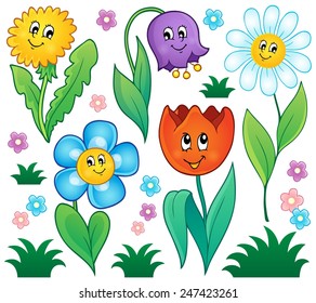 Cartoon flowers collection 4 - eps10 vector illustration.