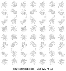 Cartoon of flowers and leaves pattern