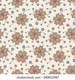 cartoon flowers on a white background in seamless pattern