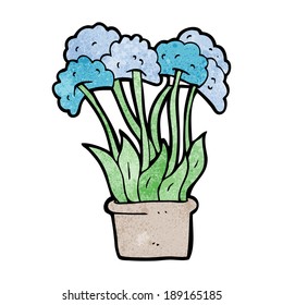 flores de dibujos animados en la olla
