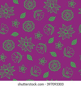 Cartoon flowers seamless pattern